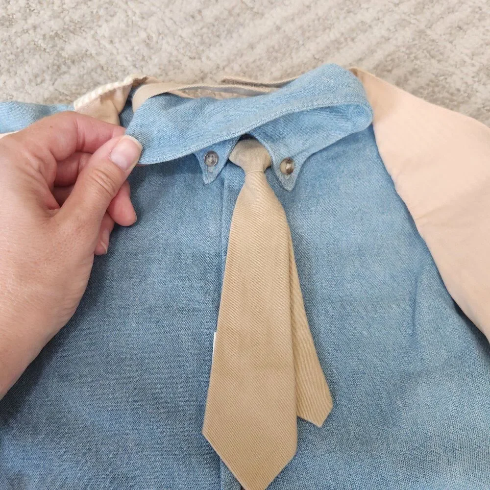 Little Bitty boys 4 piece outfit denim seersucker khaki size 3-6 months